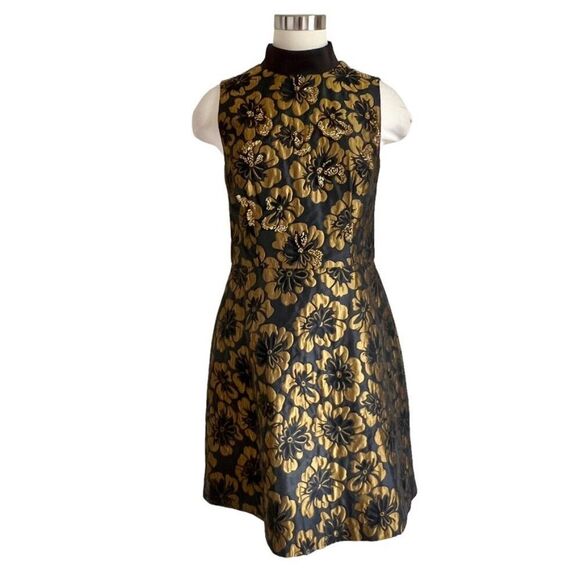 RACHEL Rachel Roy Dresses & Skirts - Rachel Roy Gold Floral Print Skater Dress – Size 8